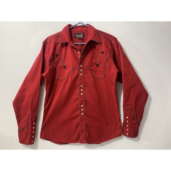 Wrangler Other - Wrangler Authentic Western Wear Cowboy / girl Red rodeo Dress Shirt XXL small fi